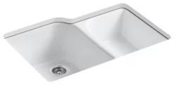 Kohler Executive Chef Double-Bowl Kitchen Sink W/ 4 Oversize Holes, White