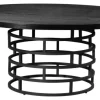 The Silas Dining Table, 72", Industrial, Round, Ebony Oak