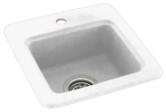 Swan 15x15x6 Solid Surface Drop Bar Sink, 1-Hole, White