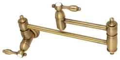 KS3103TAL Tudor Wall Mount Pot Filler Kitchen Faucet, Antique Brass