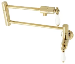 Kingston Brass KS4102PL Metropolitan Wall Mount Pot Filler, Polished Brass