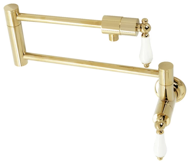 Kingston Brass KS4102PL Metropolitan Wall Mount Pot Filler, Polished Brass