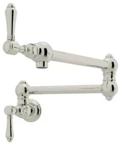 Rohl Italian Kitchen Double-Lever Handle Kitchen Pot Filler, Polished Nickel