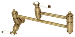 Kingston Brass Wall Mount Pot Filler Kitchen Faucet, Antique Brass