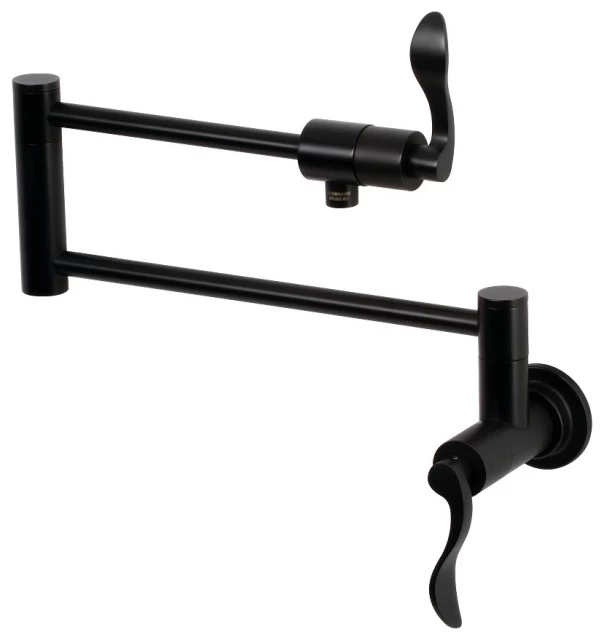 Kingston Brass Nuwave Traditional Pot Filler Faucets In Matte Black KS4100DFL