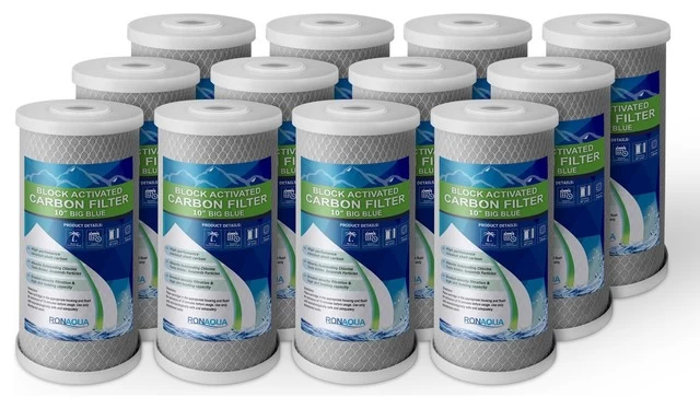 10" Big Blue Activated Carbon Block Water Filter 5 Micron, 12