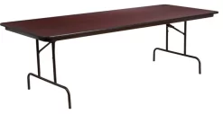 36"x96" Rectangular Mahogany Melamine Laminate Folding Banquet Table