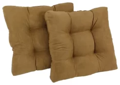 19" Squared Microsuede Tufted Dining Chair Cushion, Set Of 2, Camel