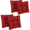 19" Squared Twill Tufted Dining Chair Cushion, Set Of 4, Ruby Red