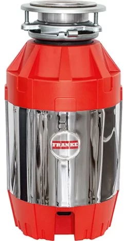 Franke 1.25 Horse Power Waste Disposer, 2800 RPM Jam-Resistant Motor, Red/Chrome