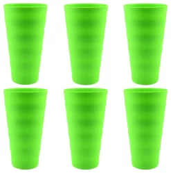 Break-Resistant Plastic Cups 18Oz, Reusable Design, Set Of 6, Green