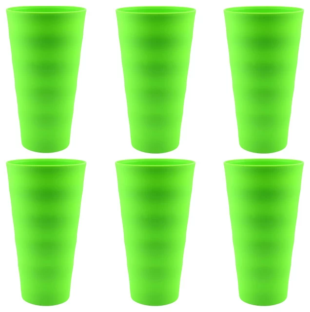 Break-Resistant Plastic Cups 18Oz, Reusable Design, Set Of 6, Green