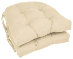 16" Solid Twill U-shaped Tufted Chair Cushions, Set Of 2, Off White
