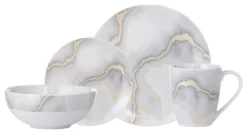 Safdie & Co. Porcelain Dinnerset 16 Piece Electric Marble