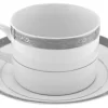 Paradise Can Cup And Saucer, Set Of 6, Platinum