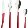 Degrenne Quartz Flatware Set 24 Pieces, Stainless Steel, Red