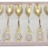 Royal Flatware 6-pc Gold-Plated Lomonosov Ornament Cobalt Blue Net Spoons Set