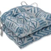Pillow Perfect Bissau Blue Diamond Reversible Chair Pad, Set Of 2
