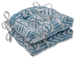 Pillow Perfect Bissau Blue Diamond Reversible Chair Pad, Set Of 2