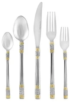 Italian Collection 40pс Premium Flatware Set, Service For 8, Gold-Plated, Luxor