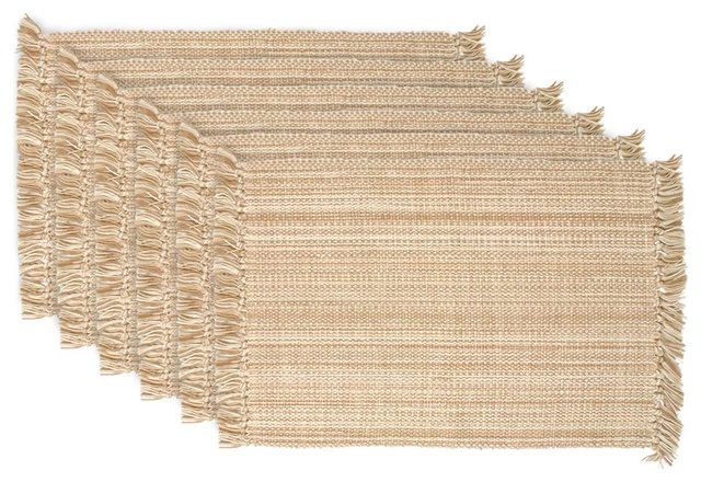 DII Variegated Taupe Fringe Placemat, Set Of 6
