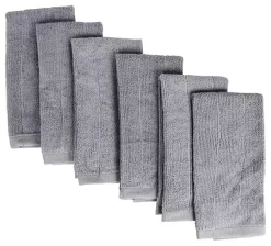 Fabbrica Home Bamboo Rayon Kitchen Drying Towels, Set Of 6, Gray