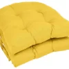 16" Solid Twill U-shaped Tufted Chair Cushions, Set Of 2, Yellow