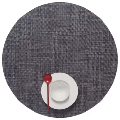 Mini Basket Table Mat, 15" Round, Cool Gray