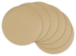 Round Woven Placemats, Set Of 6, Natural