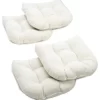 19" U-Shaped Twill Tufted Dining Chair Cushions, Set Of 4, Off White