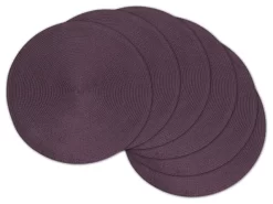 DII Eggplant Round Polypropylene Woven Placemat, Set Of 6