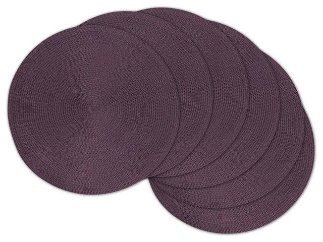 DII Eggplant Round Polypropylene Woven Placemat, Set Of 6