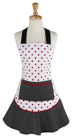 Black/Red Polka Dot Ruffle Apron