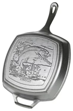 Lodge L8SGPWLFI Wildlife Series-Rainbow Trout Grill Pan, Cast Iron, Black, 10.5"
