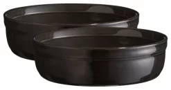 Emile Henry Charcoal Ceramic 8.5 Ounce Creme Brulee Dish, Set Of 2