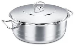 Korkmaz Shallow Stainless Steel Dutch Oven With Lid, 8 Quart