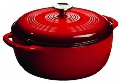 Lodge Island Spice Red Color Enamel Dutch Oven, 6 Quart