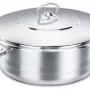 Korkmaz Shallow Stainless Steel Dutch Oven With Lid, 11 Quart