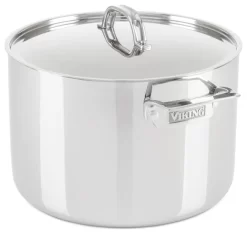 Viking 3-Ply 12 Qt Stock Pot With Metal Lid, Stainless Steel, Mirror Finish
