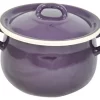 Emalia Olkusz 1907 Enameled Hand Finished Pot, Aubergine, 8.5"x8.5"x6"