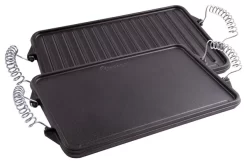 Victoria Medium Cast Iron Reversible Griddle With Handles, 10.5"x8.5", Seasoned