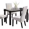 Pilaster Designs, Wood And Glass Dining Dinette Set, Table And 4 Chairs, White