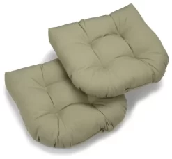 19" U-Shaped Twill Tufted Dining Chair Cushion, Set Of 2, Sage Green