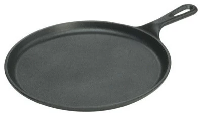 Lodge L9OG3 Pre-Seasoned Round Cast Iron Griddle, 10.5"