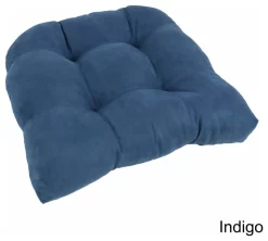 19" U-Shaped Micro Suede Tufted Dining Chair Cushion, Indigo