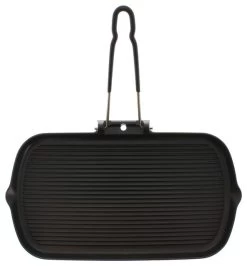 Chasseur 14" Rectangular French Cast Iron Grill With Folding Handle