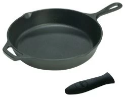 Lodge Logic 15 Inch Cast Iron Skillet With Free Black Silicone Handle Holder