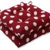 Polka Dot Red Reversible Chair Pad Set Of 2