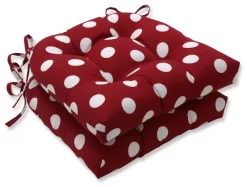 Polka Dot Red Reversible Chair Pad Set Of 2