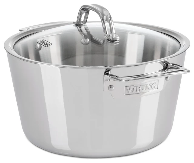 Viking Contemporary 3-Ply, 5.2-Quart Dutch Oven With Lid, Mirror Finish